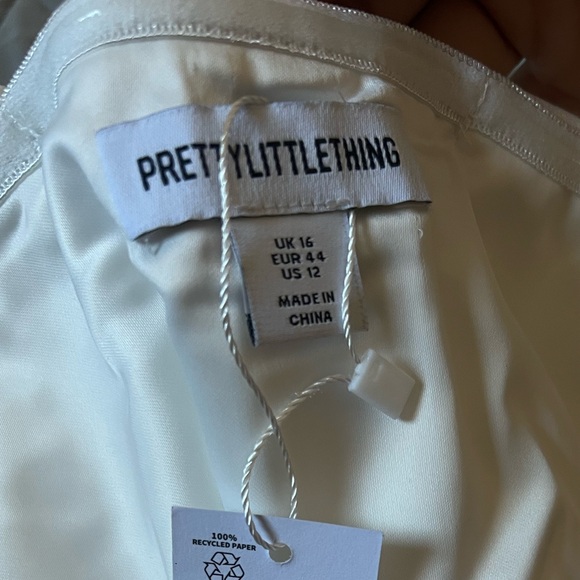 Premium Plus White Woven Bandeau Wide Leg Jumpsuit - Picture 7 of 8